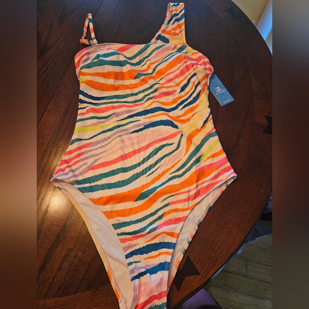 Ladies Colorful Cupshe 1 Shoulder Swimsuit sz SM